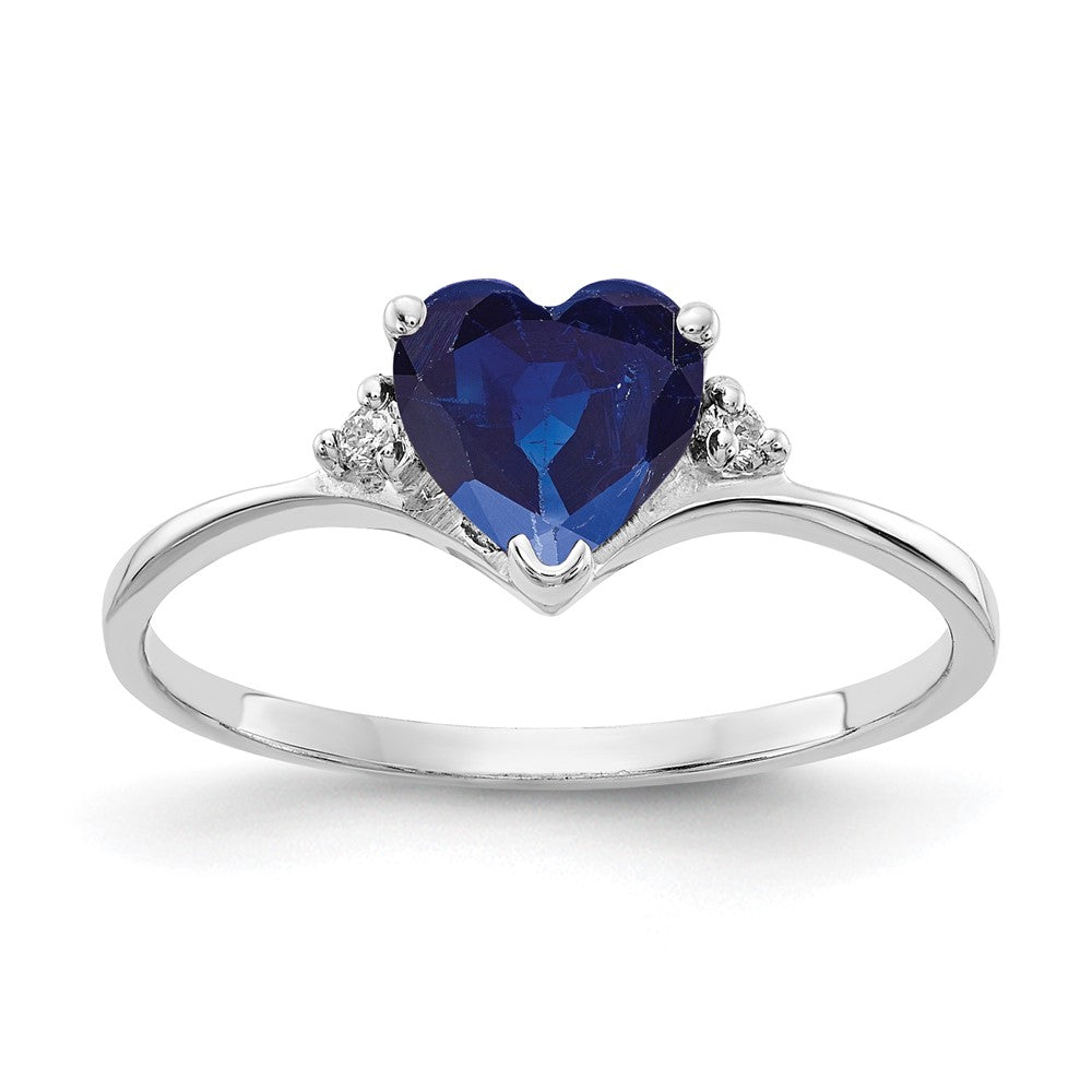 14k White Gold 6mm Heart Sapphire A Real Diamond ring