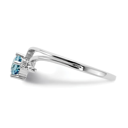 14k White Gold 4mm Blue Topaz AA Real Diamond ring