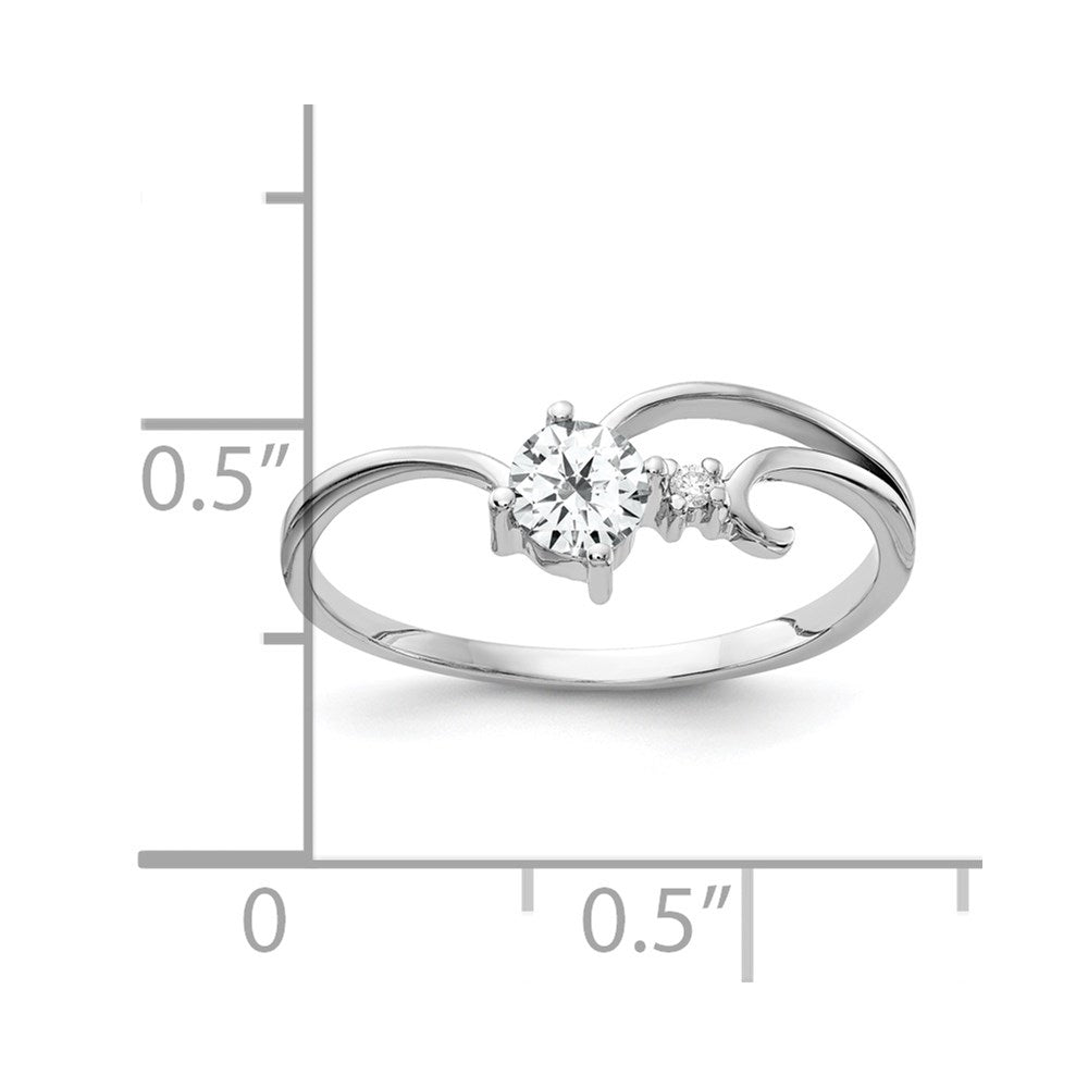 Solid 14k White Gold 4mm Cubic Zirconia AAA Simulated CZ Ring