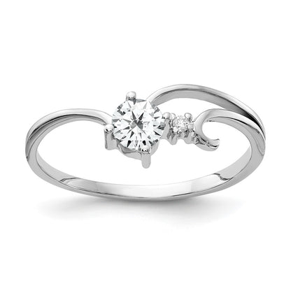 Solid 14k White Gold 4mm Cubic Zirconia AAA Simulated CZ Ring