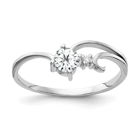Solid 14k White Gold 4mm Cubic Zirconia AAA Simulated CZ Ring