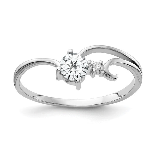 14k White Gold 4mm Cubic Zirconia AAA Real Diamond ring