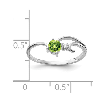 14k White Gold 4mm Peridot AAA Real Diamond ring