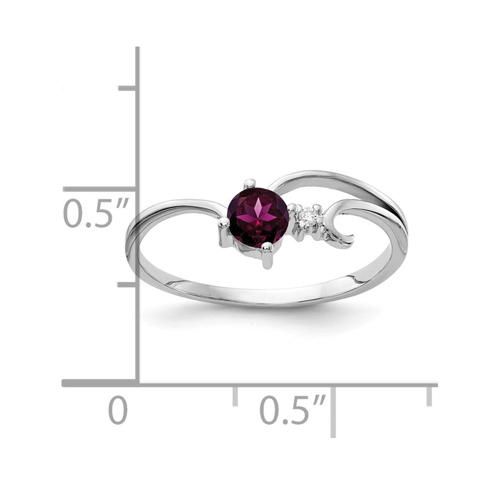 Solid 14k White Gold 4mm Rhodolite Simulated Garnet AAA CZ Ring