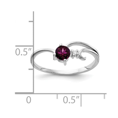 Solid 14k White Gold 4mm Rhodolite Simulated Garnet AAA CZ Ring