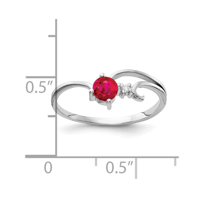 14k White Gold 4mm Ruby AA Real Diamond ring