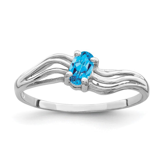 14k White Gold 5x3mm Oval Blue Topaz ring