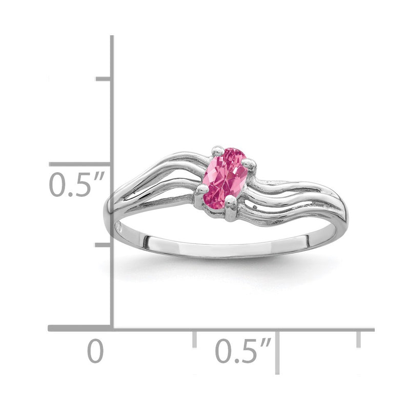 Solid 14k White Gold 5x3mm Oval Simulated Pink Tourmaline Ring