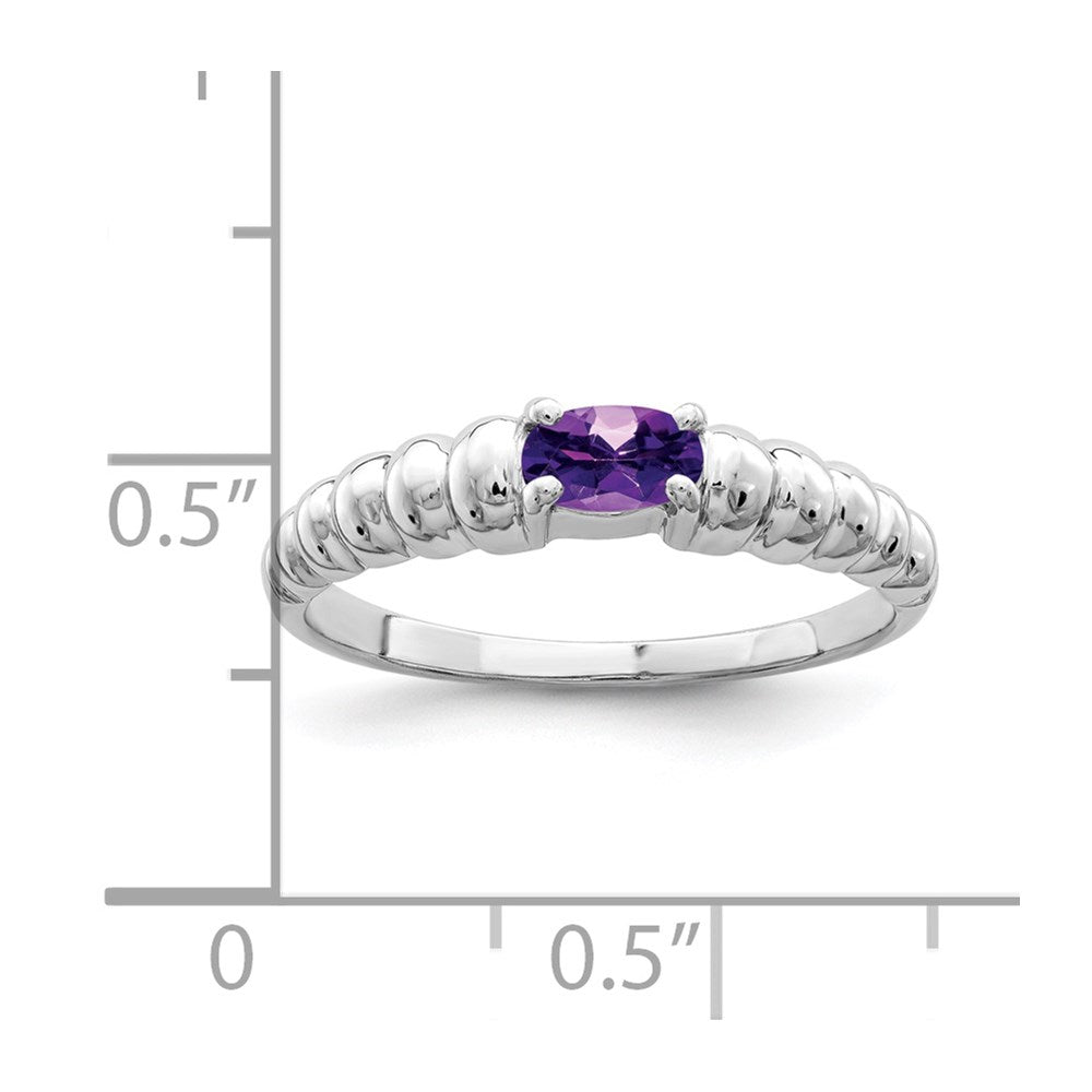 Solid 14k White Gold 5x3mm Oval Simulated Amethyst Ring