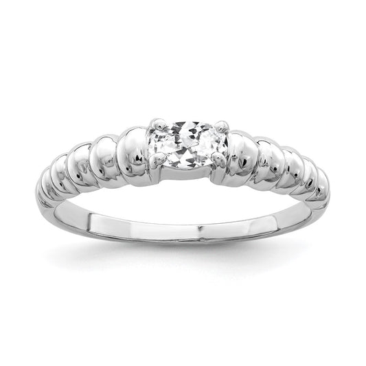 Solid 14k White Gold 5x3mm Oval Cubic Zirconia Ring