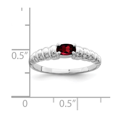 Solid 14k White Gold 5x3mm Oval Simulated Garnet Ring