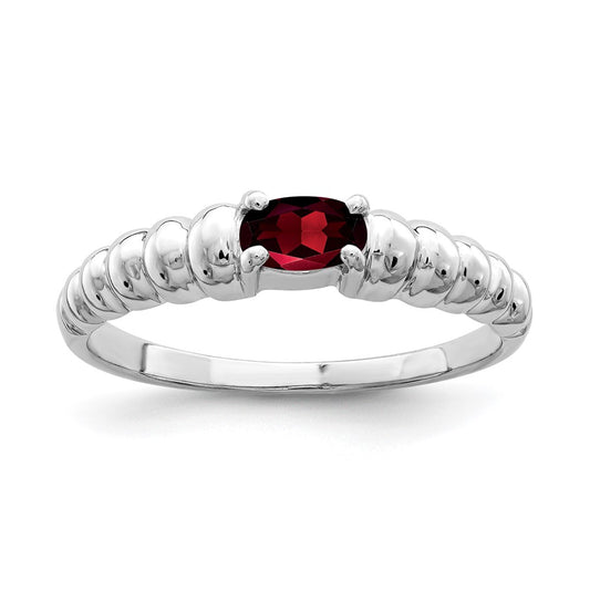 Solid 14k White Gold 5x3mm Oval Simulated Garnet Ring