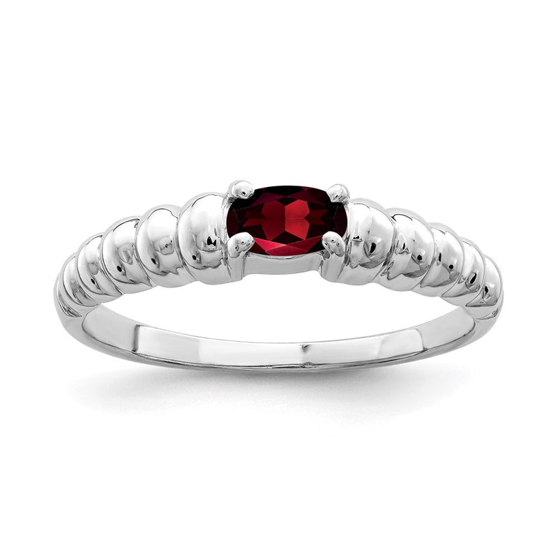 Solid 14k White Gold 5x3mm Oval Simulated Garnet Ring