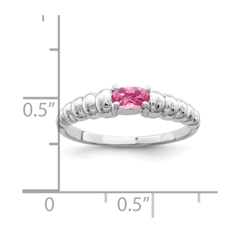 Solid 14k White Gold 5x3mm Oval Simulated Pink Tourmaline Ring