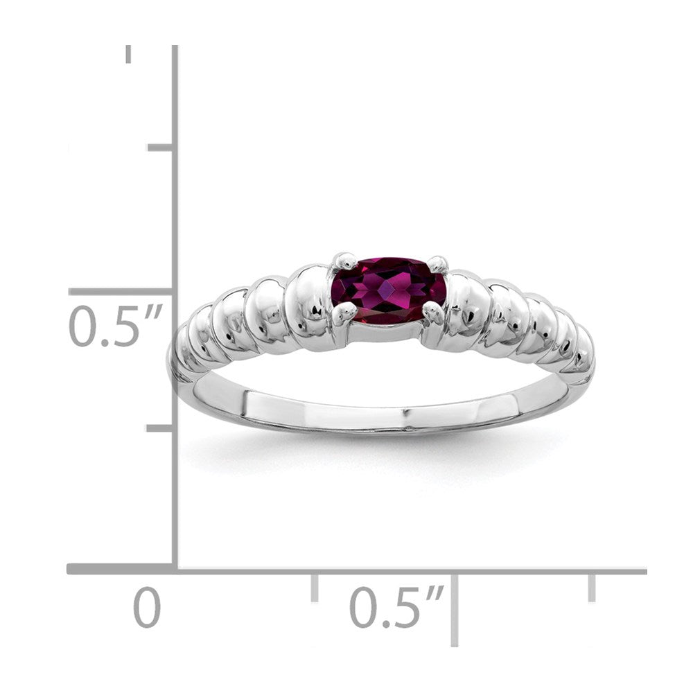 Solid 14k White Gold 5x3mm Oval Rhodolite Simulated Garnet Ring