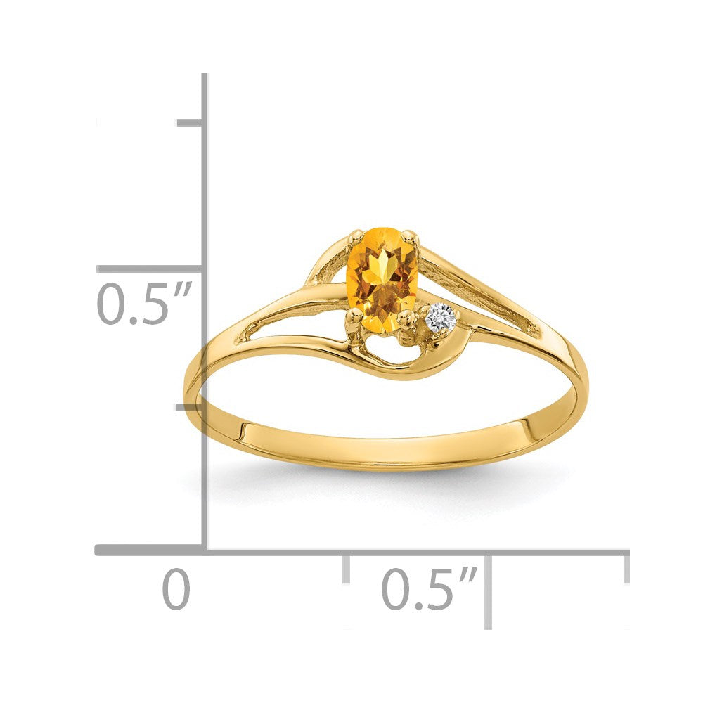 14K Yellow Gold 5x3mm Oval Citrine AA Real Diamond ring