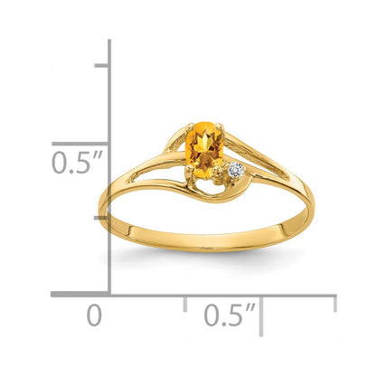 14K Yellow Gold 5x3mm Oval Citrine AA Real Diamond ring