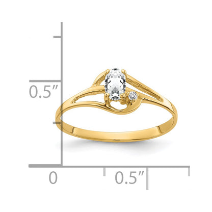 Solid 14k Yellow Gold 5x3mm Oval Cubic Zirconia AA Simulated CZ Ring