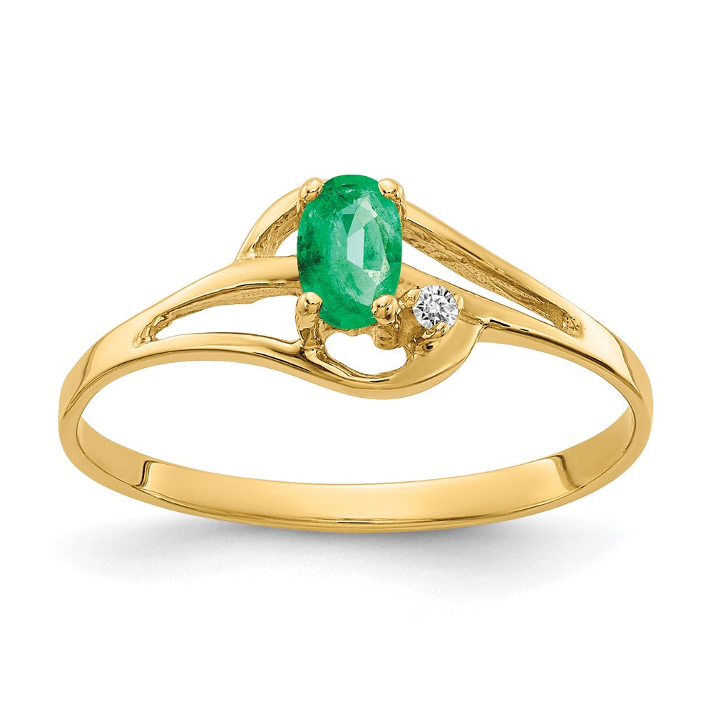 14K Yellow Gold 5x3mm Oval Emerald A Real Diamond ring
