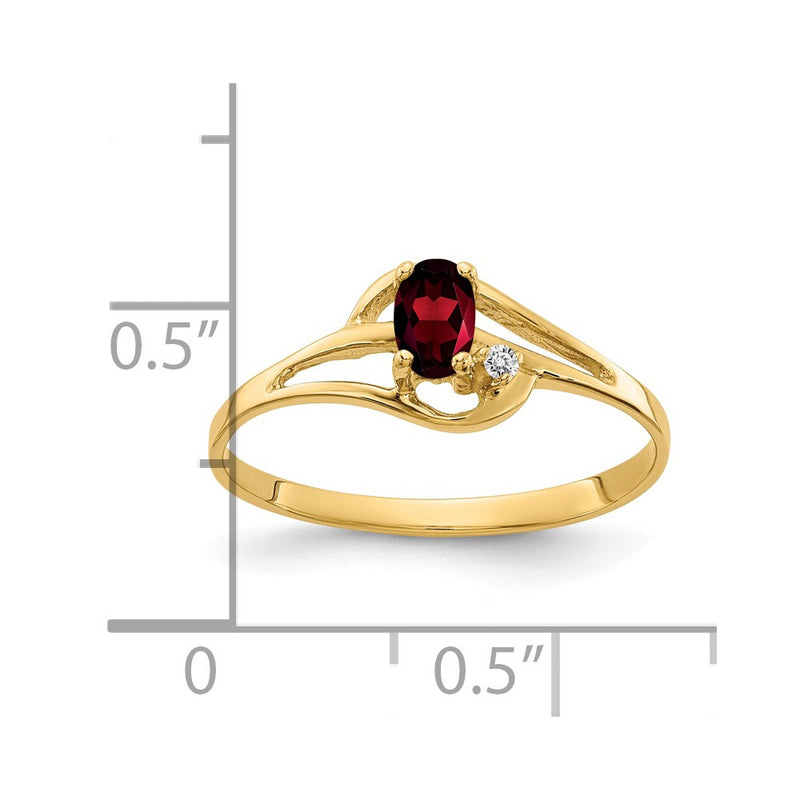 14K Yellow Gold 5x3mm Oval Garnet VS Real Diamond ring