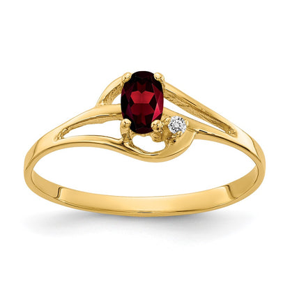 14K Yellow Gold 5x3mm Oval Garnet AA Real Diamond ring