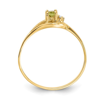 14K Yellow Gold 5x3mm Oval Peridot A Real Diamond ring