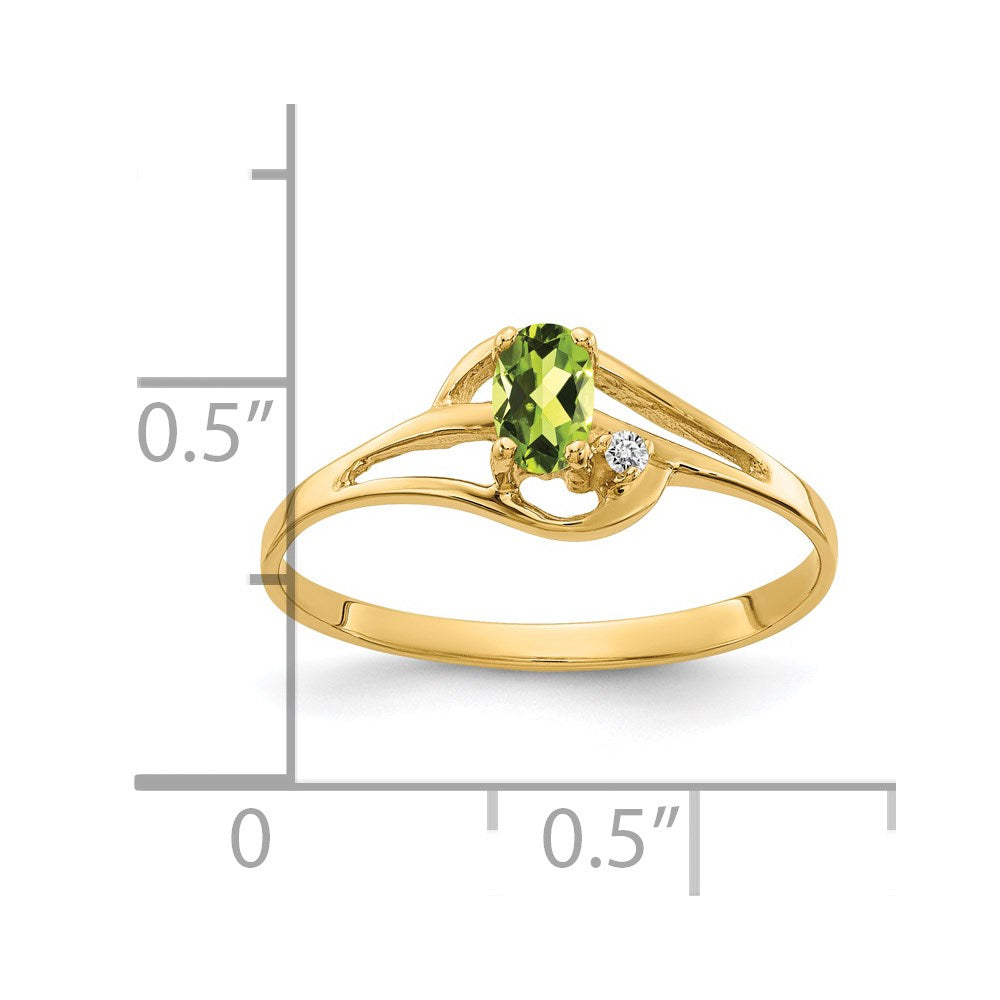 14K Yellow Gold 5x3mm Oval Peridot A Real Diamond ring