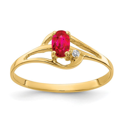 14K Yellow Gold 5x3mm Oval Ruby AAA Real Diamond ring