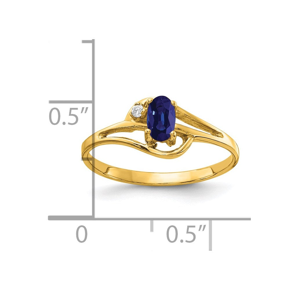14K Yellow Gold 5x3mm Oval Sapphire VS Real Diamond ring