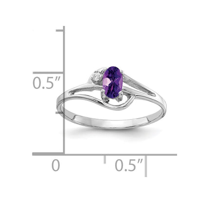 14k White Gold 5x3mm Oval Amethyst AAA Real Diamond ring