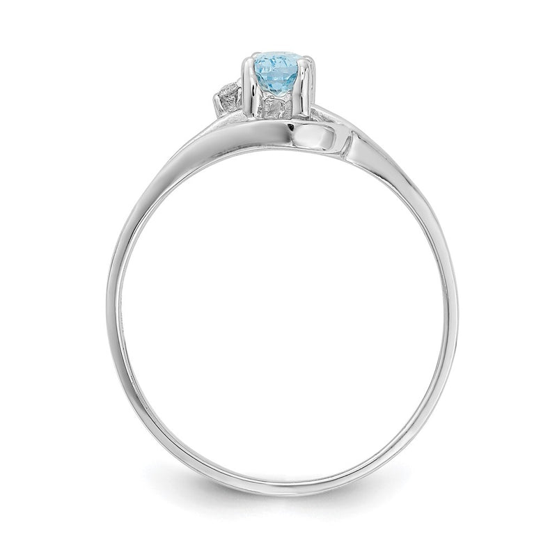 14k White Gold 5x3mm Oval Blue Topaz VS Real Diamond ring
