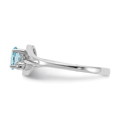 14k White Gold 5x3mm Oval Blue Topaz A Real Diamond ring