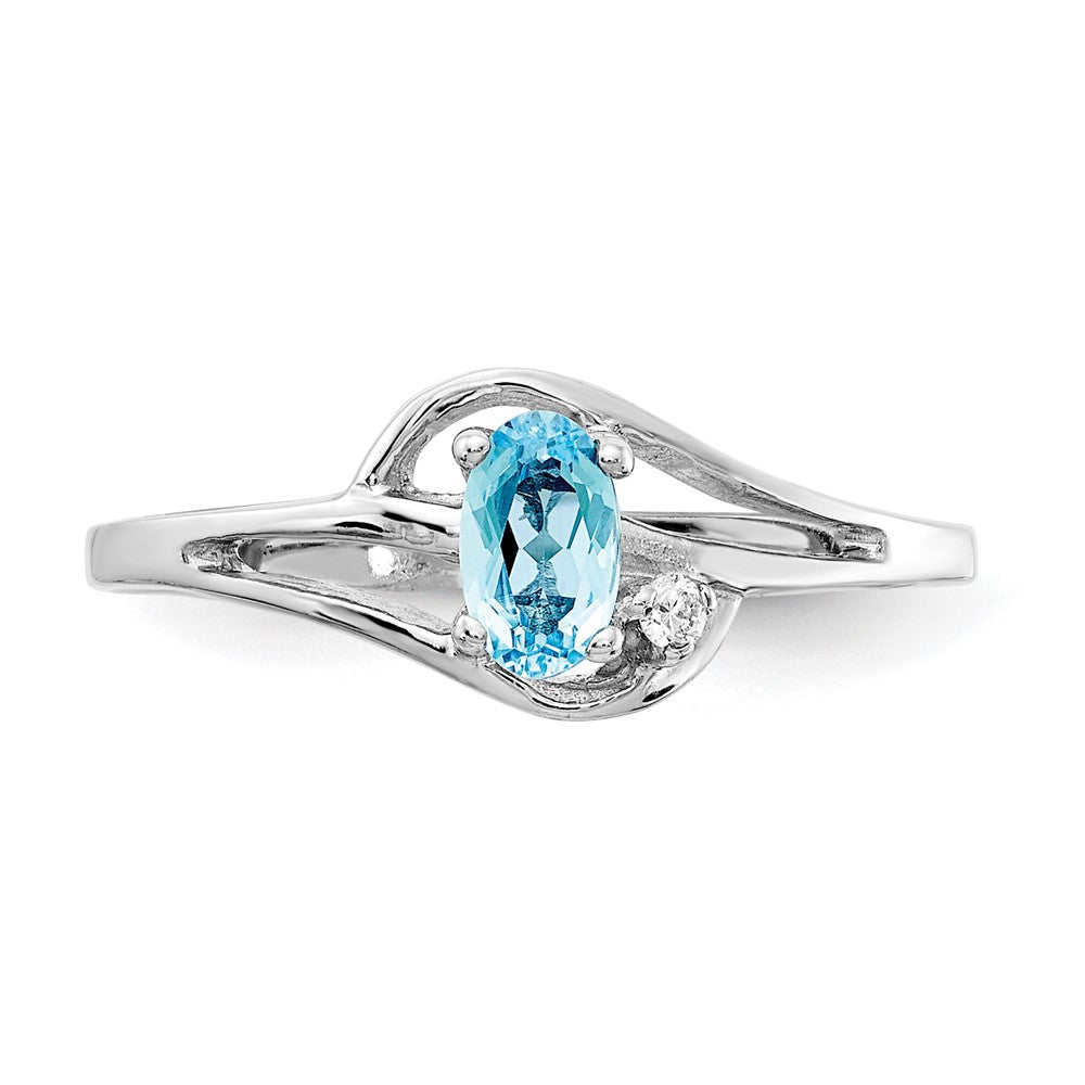 14k White Gold 5x3mm Oval Blue Topaz A Real Diamond ring
