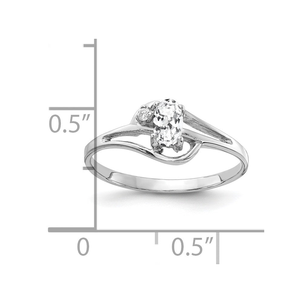 Solid 14k White Gold 5x3mm Oval Cubic Zirconia AA Simulated CZ Ring