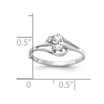Solid 14k White Gold 5x3mm Oval Cubic Zirconia AA Simulated CZ Ring