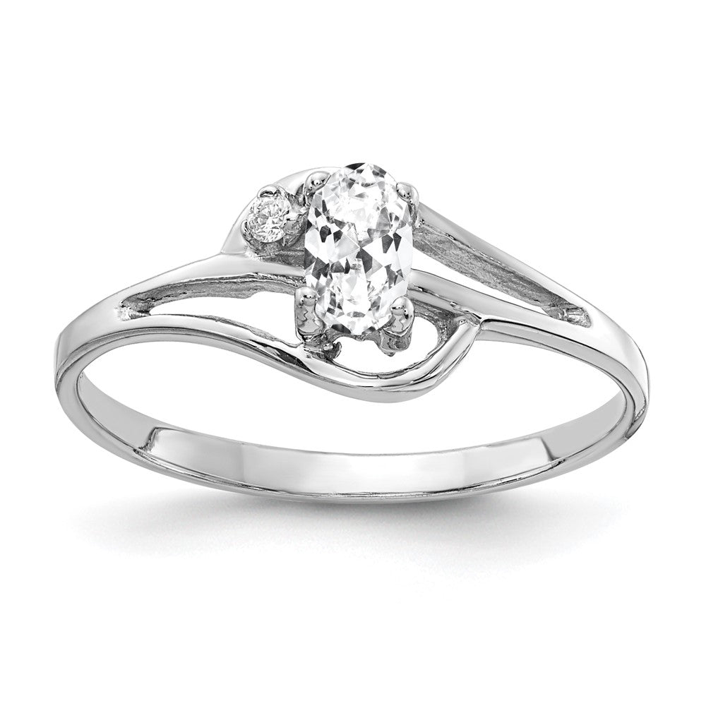 Solid 14k White Gold 5x3mm Oval Cubic Zirconia AA Simulated CZ Ring