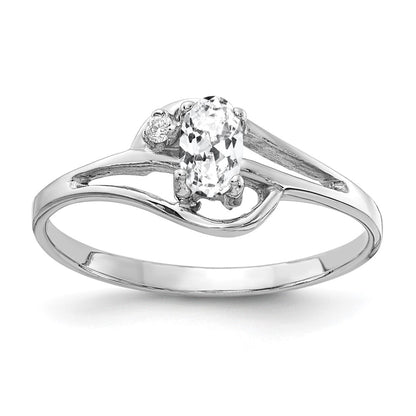 Solid 14k White Gold 5x3mm Oval Cubic Zirconia AA Simulated CZ Ring