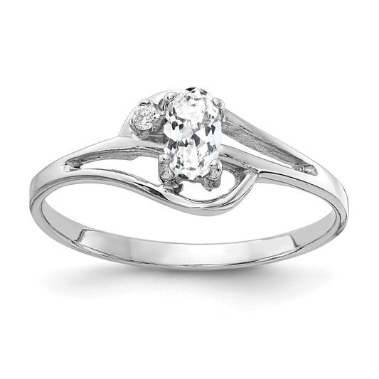 Solid 14k White Gold 5x3mm Oval Cubic Zirconia AA Simulated CZ Ring