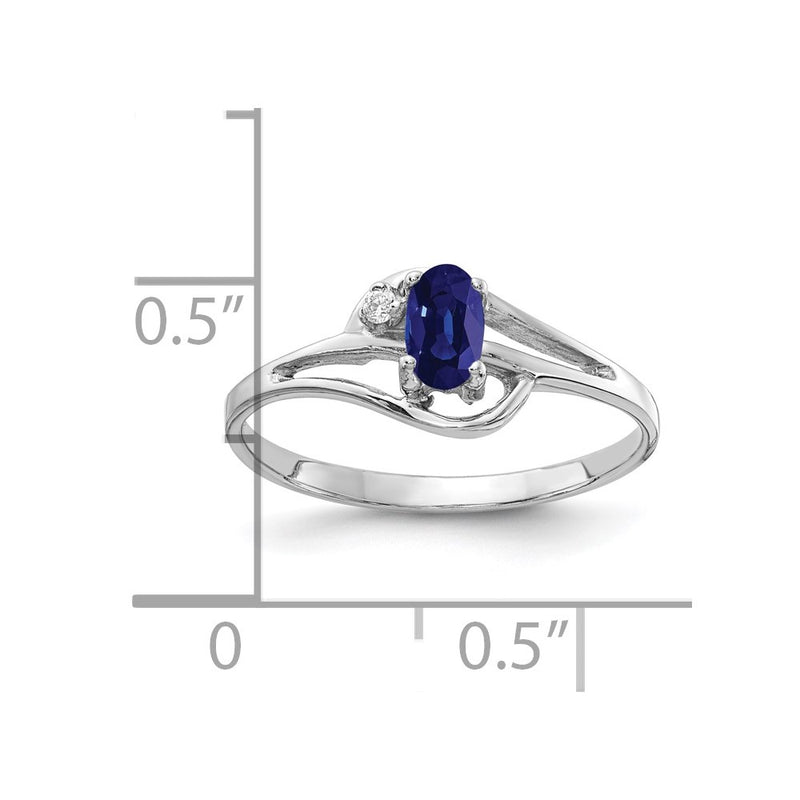 14k White Gold 5x3mm Oval Sapphire AAA Real Diamond ring