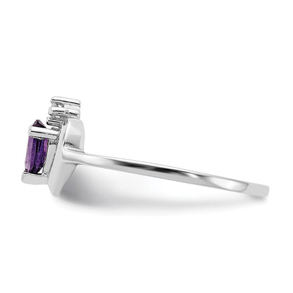 14k White Gold 5x3mm Pear Amethyst A Real Diamond ring