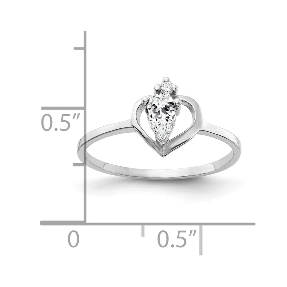 Solid 14k White Gold 5x3mm Pear Cubic Zirconia AAA Simulated CZ Ring
