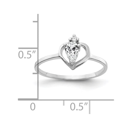 Solid 14k White Gold 5x3mm Pear Cubic Zirconia AAA Simulated CZ Ring