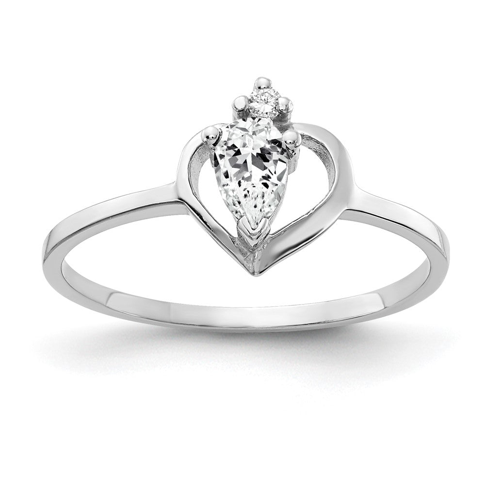 Solid 14k White Gold 5x3mm Pear Cubic Zirconia VS Simulated CZ Ring