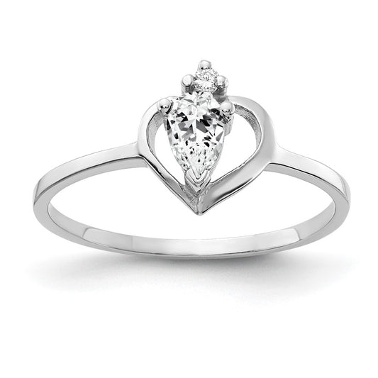 Solid 14k White Gold 5x3mm Pear Cubic Zirconia VS Simulated CZ Ring