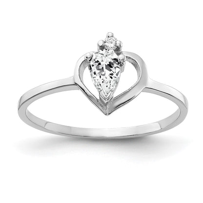 Solid 14k White Gold 5x3mm Pear Cubic Zirconia AAA Simulated CZ Ring