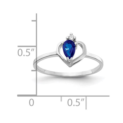 14k White Gold 5x3mm Pear Sapphire AAA Real Diamond ring