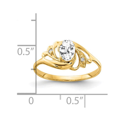 Solid 14k Yellow Gold 6x4mm Oval Cubic Zirconia AA Simulated CZ Ring