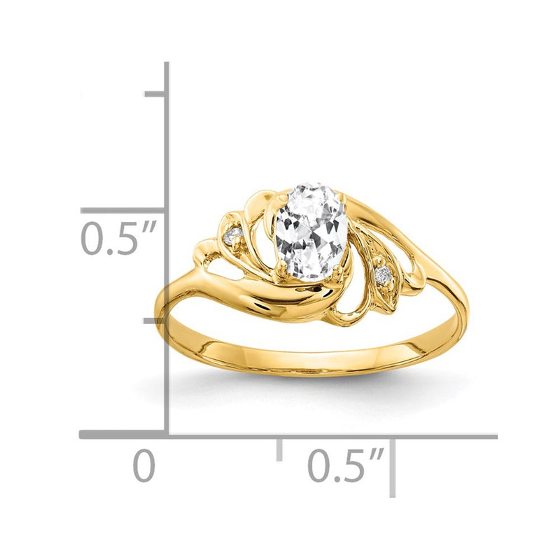 Solid 14k Yellow Gold 6x4mm Oval Cubic Zirconia AA Simulated CZ Ring