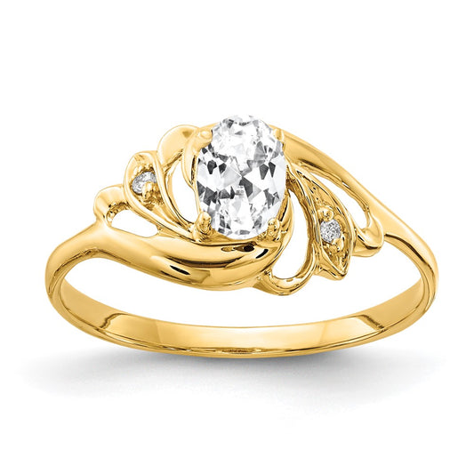 Solid 14k Yellow Gold 6x4mm Oval Cubic Zirconia AA Simulated CZ Ring