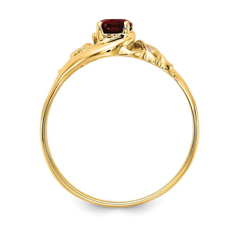 14K Yellow Gold 6x4mm Oval Garnet AA Real Diamond ring